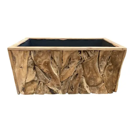 JARDINIERE EN RACINE DE TECK 100 CM