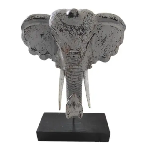 DECO TETE ELEPHANT GRIS H25 CM