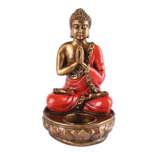 BOUGEOIR BOUDDHA 18 CM ROUGE