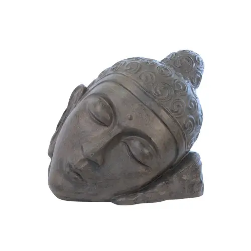 [STABOUTET80GRI] STATUE TETE DE BOUDDHA RELAX 80CM GRIS
