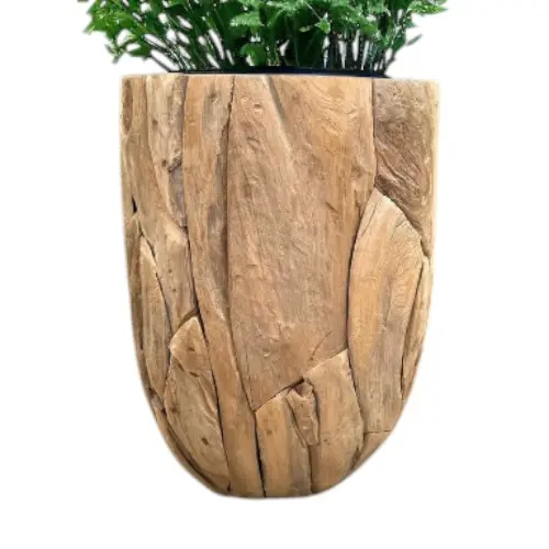 [POTRACTECRON60] CACHE POT EN RACINE DE TECK 60CM