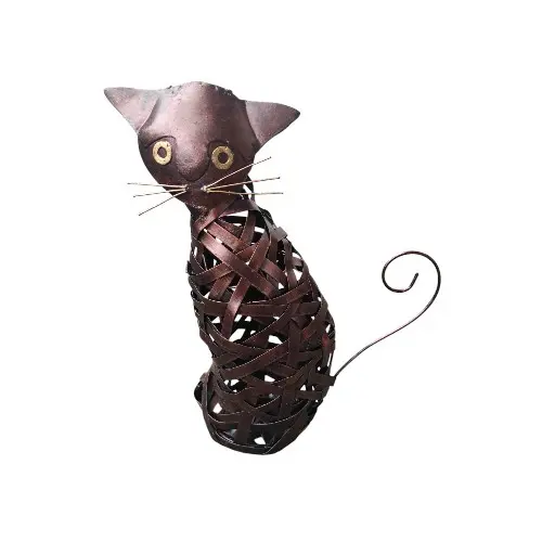 [DECMETCHA35BRO] DÉCO CHAT MÉTAL 35 CM EFFET BRONZE