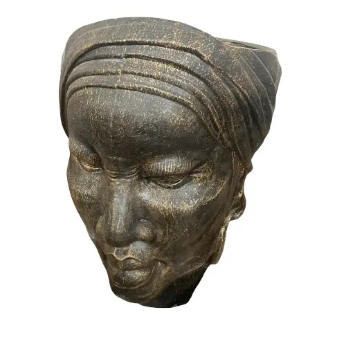 [POTTERFEMAFR60BRO] CACHE POT TERRE CUITE FEMME AFRICAINE BRONZE 60 CM
