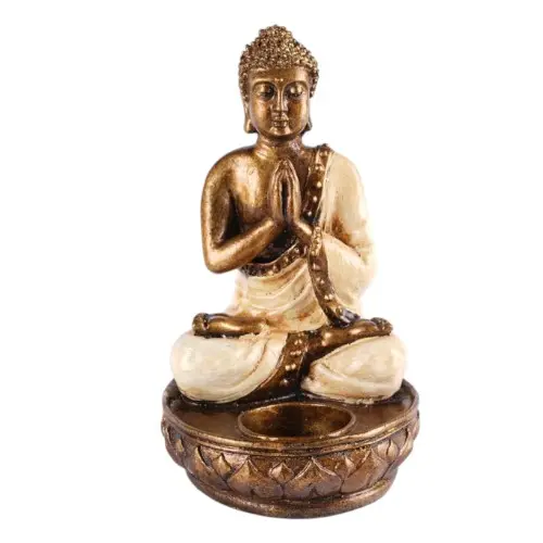 [INTBOUBOU18BLA] BOUGEOIR BOUDDHA 18 CM BLANC